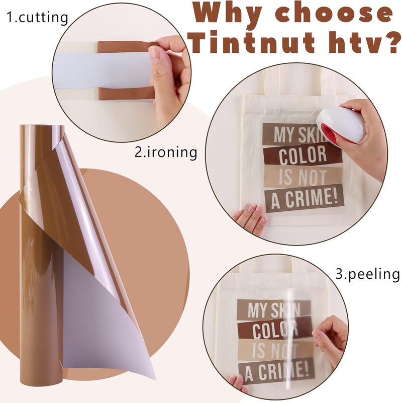 Tintnut Chocolate HTV Vinyl - 10in x 72in Heat Transfer Vinyl Bundle - 16 Pieces - Compatible with Cricut & Silhouette Cameo - Image 3